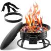 imageGiantex Portable Propane Fire Pit 19quot Outdoor Firepit 58000BTU Fire Bowl wCover ampamp Carry KitLava Rock Stone ampamp Tank Stabilizer Ring Gas Fire Pit for Outside CampingPatio Backyard Black