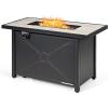 imageGiantex Propane Fire Pit Table 42 Inch 60000 BTU Rectangular Gas Fire Table wWaterproof Cover Outdoor Electronic Ignition Firepit Table wLava Rock for Courtyard Balcony Garden TerraceBlackNatural