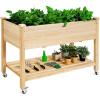 imageGiantex Raised Garden Bed on Wheels Wood Planter Box with Legs Liner Drain Holes Elevated Garden Bed for Vegetables Standing Garden Container for Backyard Patio 475quot LX 235quot WX 33quot H475LX 235WX 33H