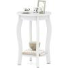 imageGiantex Round End Table Wooden Side Table with Storage Shelf Small Nightstand with Solid Wood Legs 2Tier Accent Table for Living Room Bedroom 2 WalnutWhite