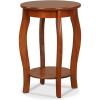 imageGiantex Round End Table Wooden Side Table with Storage Shelf Small Nightstand with Solid Wood Legs 2Tier Accent Table for Living Room Bedroom 2 WalnutWalnut