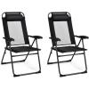imageGiantex Set of 2 Patio Dining Chairs Folding Lounge Chairs with 7 Level Adjustable Backrest Headrest 300 Lbs Capacity Outdoor Portable Chairs with Metal Frame 2 GrayBlack