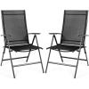 imageGiantex Set of 2 Patio Dining Chairs Folding Outdoor Chairs Portable Camping Chairs with Breathable Fabric Foldable Chairs with Armrest High Backrest for Garden Patio Pool Beach Yard BlackCharcoal Gray