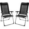 imageGiantex Set of 2 Patio Dining Chairs Folding Patio Chairs Outdoor Lawn Chairs with Adjustable Backrest and Headrest Sling Camping Chairs Portable Armchair for Porch Poolside Garden BackyardBlack