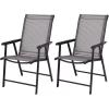 imageGiantex Set of 2 Patio Folding Chairs Outdoor Chairs with Armrest Portable Dining Chairs for Porch Camping Pool Beach Deck Lawn Garden 2Pack Patio Sling Chairs Metal Frame GreyGrey