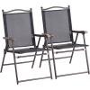 imageGiantex Set of 2 Patio Folding Chairs Outdoor Patio Dining Chairs wArmrest Sling Back Metal Frame Outside Use for Lawn Camping Garden Pool Beach Yard Lounge No Assembly YellowBlack