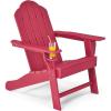 imageGiantex Set of 4 Adirondack Chair Outdoor Fire Pit Chairs HDPE Weather Resistant Patio Chair for CampfireDeck Garden Yard Lawn Furniture Porch and Lawn Seating Composite ChairsRed