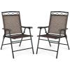 imageGiantex Set of 4 Patio Folding dining chairs for Camping Beach Backyard Deck Portable wArmrest and Metal Frame 4Pack BrownBrown