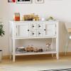 imageGiantex Sideboard Buffet Cabinet with Storage 42 Wood Credenza Accent Coffee Bar Cabinet with Open Shelf 2 Drawers ampamp 2 Doors Buffet Table for Entryway Kitchen Living Room Hallway WhiteWhite