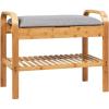 imageGiantex Small Entryway Bench with Storage 2Tier Bamboo Shoe Rack Bench with Flip Top Storage Space and Padded Cushion Shoe Organizer for Entryway Living Room Hallway BedroomNaturalNatural