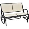 imageGiantex Swing Glider Chair 48 Inch with Spacious Space 2 People Lounge Cozy Patio Bench Outdoor ampamp Indoor for Patio Backyard Poolside Lawn Steel Rocking Garden Loveseat BrownBeige