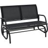 imageGiantex Swing Glider Chair 48 Inch with Spacious Space 2 People Lounge Cozy Patio Bench Outdoor ampamp Indoor for Patio Backyard Poolside Lawn Steel Rocking Garden Loveseat BrownBlack