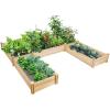 imageGiantex UShaped Raised Garden Bed Wood Raised Garden Planter Box for Vegetables and Flowers Easy Assembly Garden Container for Backyard Patio Balcony 925quot Lx95 Wx11 H925Lx95Wx11H