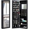 imageGiantex Wall Mounted Jewelry Cabinet with Full Length Mirror Over The Door Jewelry Armoire Organizer with Large Storage Makeup Mirror ampamp Velvet Lining WhiteBlack