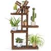 imageGiantex Wood Plant Stand with Windmill 5 Tier Multiple Flower Pot Holder Display Shelf for Home Patio Garden Living Room Outdoor Indoor Plant Display Rack 5 Tiers Accommodate for 69 Flowerpots