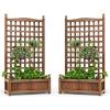 imageGiantex Wood Planter Free Standing Plant Raised Bed with Trellis for Garden or Yard 11quot Dx25 Wx48 H2
