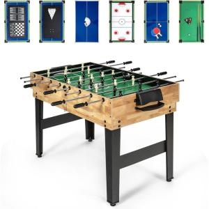 imageGiantex 10in1 Multi Game Table Combo Game Table Set wHockey Foosball Pool PingPong Chess Cards Checkers Bowling Shuffleboard Backgammon Adult Size Foosball Table for Game Room Family