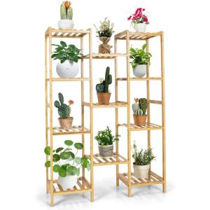 imageGiantex 11 Tiers Bamboo Plant Stand for Indoor Plants Multiple Plant Shelf Flower Pots Holder Storage Organizer Rack Outdoor Plant Display Rack for Living Room Patio Balcony Garden 11Tier11Tier