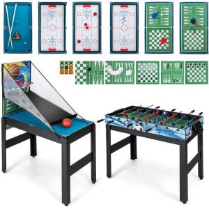 imageGiantex 14in1 Multi Game Table Combination Game Tables with Foosball Hockey Basketball Ping Pong Pool Chess Bowling Checkers Shuffleboard Combo Game Table Set for Adults Kids