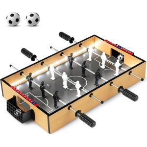 imageGiantex 20 Inch Foosball Table  Tabletop Football Table wLED Lights Realistic Players ampamp 2 Balls Wooden Soccer Game Table for Kids Adults Mini Foosball Table for Party Game Room Family Night