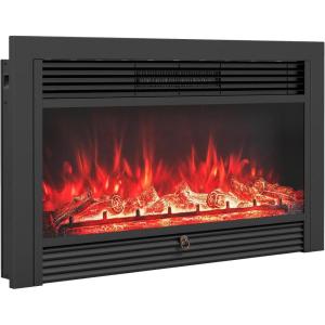 imageGiantex 285quot Electric Fireplace Insert Wall RecessedMounted Freestanding Fireplace with Remote Control 3 Color Adjustable Flames 2 Modes Heat 8 H Timer 5 Brightness Settings 7501500W Heater36inches