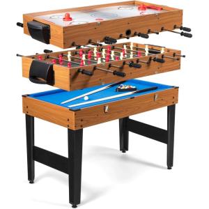 imageGiantex 3in1 Multi Game Table 48 Inch Combination Game Tables with Foosball Hockey Billiards Combo Game Table Set for Adults Kids Gifts Family Night Arcade Game Room