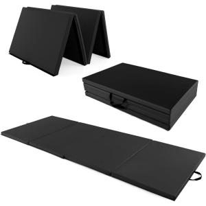 imageGiantex 4x10x 2quot Gymnastics Mat 4Panel Folding Aerobics Exercise Mat wHook ampamp Loop Fastener Carrying Handle Portable Tumbling Mat for Stretching Yoga Cheerleading Martial ArtsBlack