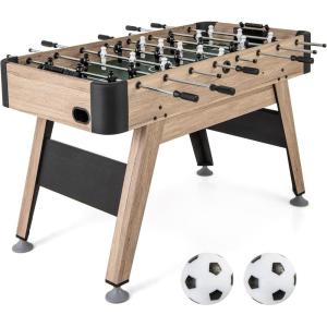 imageGiantex 54 Inch Foosball Table  Wood Football Table Competition Sized Arcade Soccer Game Table with 2 Balls Full Size Foosball Table Adult Size for Kids Teens Home Game Room Oak
