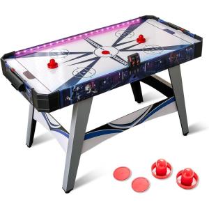 imageGiantex 54quot Air Hockey Table  Arcade Hockey Table Gaming Set wLED Electronic Scoring ampamp Lights 2 Pucks 2 Pushers Powerful 12V Motor Air Hockey Game Table for Kids Adults Game Room Home Office