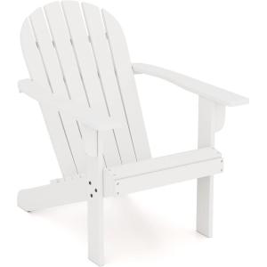 imageGiantex Acacia Wood Adirondack Chair  Outdoor Fire Pit Chair with 105 Inclined Seat High Backrest 4quot Wide Armrests Patio Lounge Chair for Outside Lawn Backyard Garden Deck Porch 1 WhiteWhite