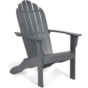 imageGiantex Adirondack Chair Acacia Wood Outdoor Chairs with 350 lbs Weight Capacity Weather Resistant Lounge Armchair for Yard Patio Garden Poolside Balcony Deck Fire Pit Chairs GrayGrey