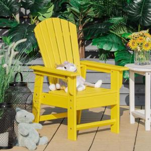 imageGiantex Adirondack Chair Kids HDPE Patio Lawn Chair with Ergonomic Backrest for Deck Porch Backyard Poolside Indoor Weather Resistance Toddler Outdoor Chair 4 TurquoiseYellow