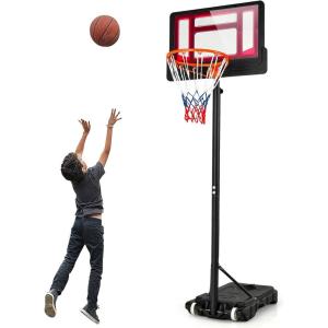 imageGiantex Basketball Hoop Outdoor Indoor 43 FT82 FT Height Adjustable Basketball Goal Court System wFillable Base Backboard ampamp 2 Wheels Portable Basketball Hoop for Kids Backyard Driveway