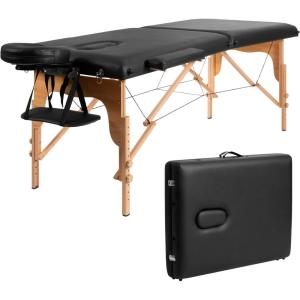 imageGiantex Folding Massage Table Lash Bed 84 Professional Massage Bed 2 Fold with Facial Cradle ampamp Carry Case Spa Facial Tattoo Beds BlackBlack