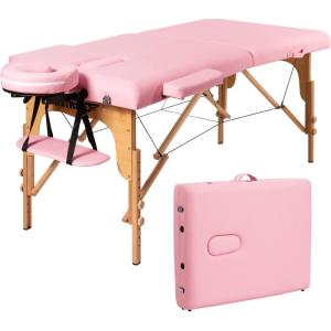 imageGiantex Folding Massage Table Lash Bed 84 Professional Massage Bed 2 Fold with Facial Cradle ampamp Carry Case Spa Facial Tattoo Beds BlackPink