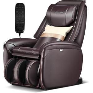 imageGiantex Full Body Massage Chair Zero Gravity SL Track Electric Recliner with Reversible Footrest Back Heater Wheels ampamp Pillow Shoulder Detection Calf Airbag No Installation Free Indoor DeliveryCoffee