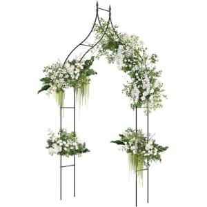imageGiantex Metal Garden Arch Trellis  95 FT Wedding Arbor for Ceremony Garden Arbor for Climbing Plants Rose Gothic Style Outdoor Archway for Lawn Backdrop Backyard Party Decoration