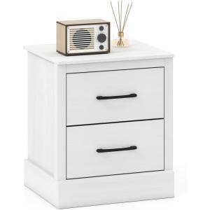 imageGiantex Modern Nightstand Wood Bedside Table with 2 Storage Drawers Compact Floor Night Stand End Table White Accent Sofa Side Table for BedroomWhite