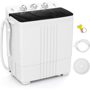imageGiantex Portable Washing Machine 20lbs Capacity 12lbs Washer and 8lbs Spinner Compact for Apartment RV Gray ampamp White GX20313PEBlackWhite