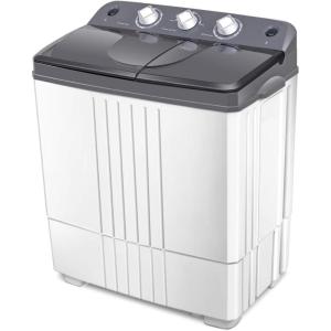 imageGiantex Portable Washing Machine 20lbs Capacity 12lbs Washer and 8lbs Spinner Compact for Apartment RV Gray ampamp White GX20313PEGray  White