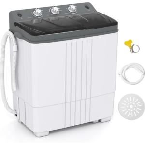 imageGiantex Portable Washing Machine 20lbs Capacity 12lbs Washer and 8lbs Spinner Compact for Apartment RV Gray ampamp White GX20313PEGreyWhite