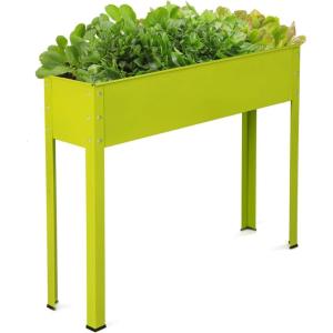 imageGiantex Raised Garden Bed Elevated Planter Metal Plant Box with Legs Standing Garden StandDrainage Holes Vegetables ampamp Flowers Growing Container for Indoor and Outdoor Use 40L x13W x 315H40L x11Wx315H