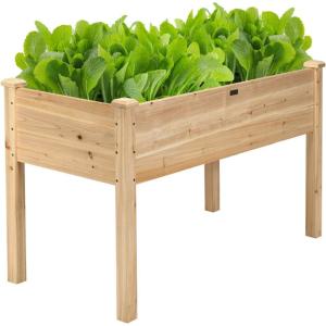 imageGiantex Raised Garden Bed on Wheels Wood Planter Box with Legs Liner Drain Holes Elevated Garden Bed for Vegetables Standing Garden Container for Backyard Patio 475quot LX 235quot WX 33quot H49Lx23Wx30H