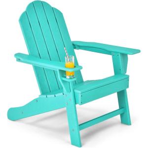 imageGiantex Set of 4 Adirondack Chair Outdoor Fire Pit Chairs HDPE Weather Resistant Patio Chair for CampfireDeck Garden Yard Lawn Furniture Porch and Lawn Seating Composite ChairsTurquoise