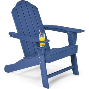 imageGiantex Set of 4 Adirondack Chair Outdoor Fire Pit Chairs HDPE Weather Resistant Patio Chair for CampfireDeck Garden Yard Lawn Furniture Porch and Lawn Seating Composite ChairsNavy