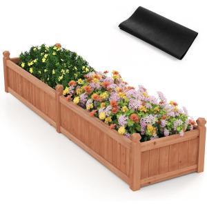 imageGiantex Wood Raised Garden Bed 46quotx24quotx16quot Rectangular Planter Box wDrainage Holes for Growing Vegetables Flowers Herbs Fruits Easy Assembly Outdoor Planting Bed for Backyard Garden LawnBrown