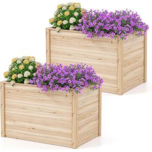 imageGiantex Wood Raised Garden Bed 475quotx475quotx245quot Elevated Planter Box wOpenEnded Base for DeepRooted Plant Vegetable Fruit Flower Outdoor Solid Wood Planter for Patio Backyard2