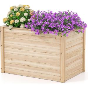 imageGiantex Wood Raised Garden Bed 475quotx475quotx245quot Elevated Planter Box wOpenEnded Base for DeepRooted Plant Vegetable Fruit Flower Outdoor Solid Wood Planter for Patio Backyard1