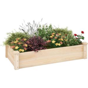imageGiantex Wooden Raised Garden Bed Rectangular Planter Box for Vegetables Fruits Flowers Herbs 48quot Lx24 Wx10 H Outdoor Elevated Planting Bed for Garden Backyard Lawn Patio48x24x10