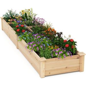 imageGiantex Wooden Raised Garden Bed Rectangular Planter Box for Vegetables Fruits Flowers Herbs 48quot Lx24 Wx10 H Outdoor Elevated Planting Bed for Garden Backyard Lawn Patio90x25x10